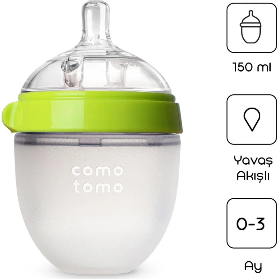 Comotomo Antikolik Silikon Biberon 150 ml 0-3 Ay Yeşil