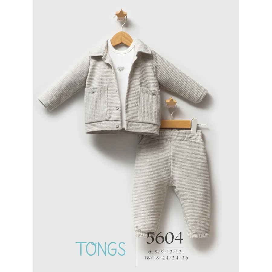 Tongs Baby Classic Bear Takım, 3'lü, Gri