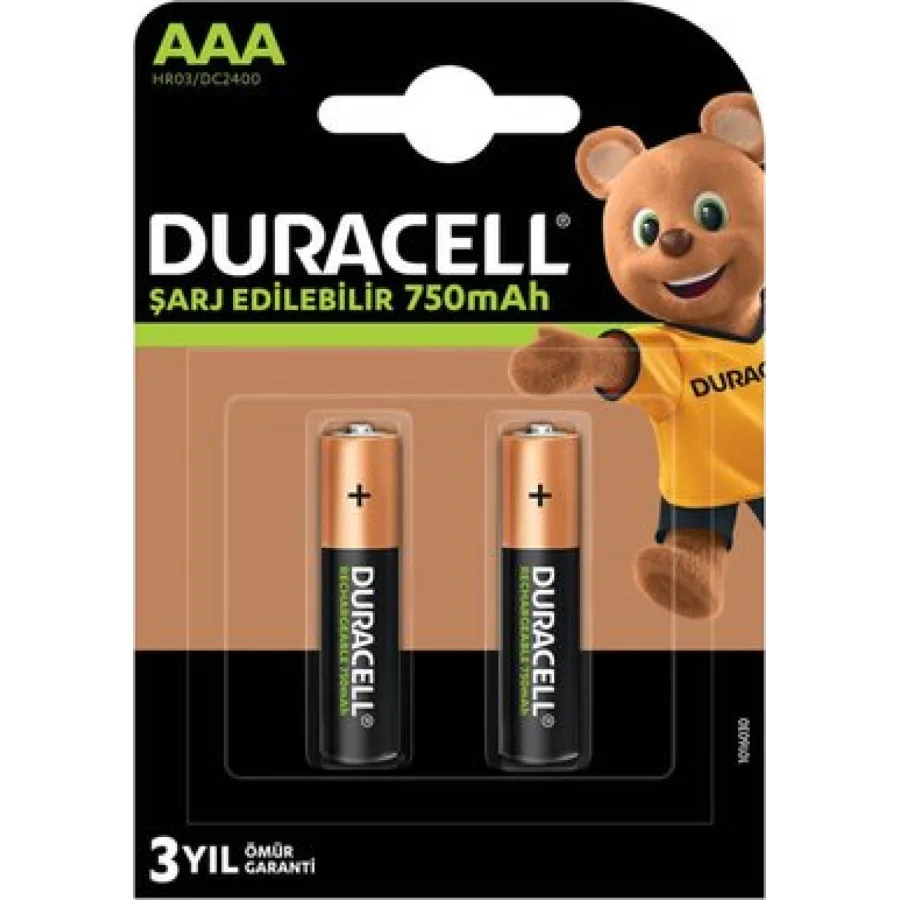 Duracell Şarj Edilebilir Pil 2'Li AAA 750 mAh