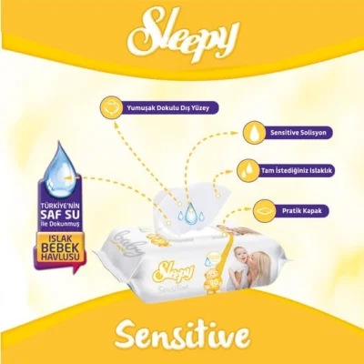Sleepy Sensitive Islak Havlu Mendil, 90 Adet