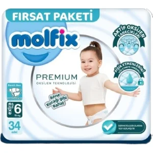 Molfix Premium Bebek Bezi Fırsat Paketi, 6 Beden, 34 Adet