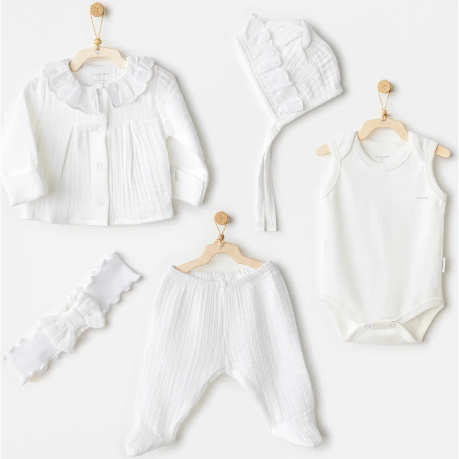 Andywawa AC25840 Natural Gift Müslin 5'Li Hastane Çıkışı White