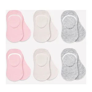 Bistyle Silikonlu Babet Penye Çorap, 6'lı, Pembe, Ekru, Gri