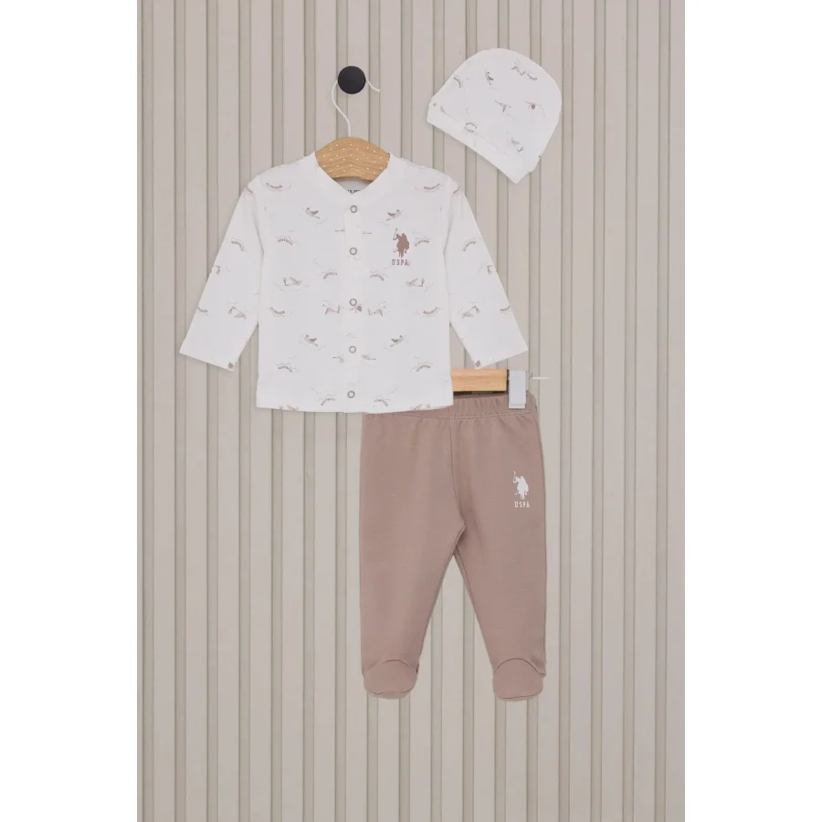 U.S.Polo Erkek Bebek Patikli 3'Lü Takım USB2018 Krem