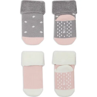 Bistyle Havlu Soket Kaymaz Point Girl, 2'li, Gri, Pudra