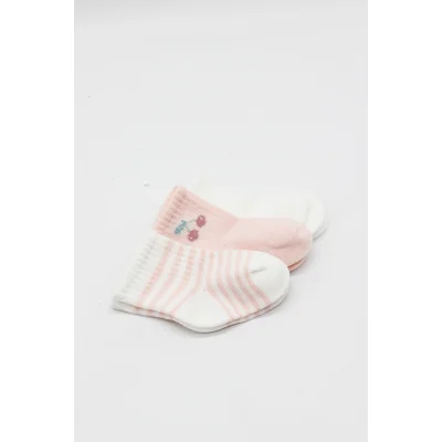 Bistyle Cherry Girl Penye Soket Çorap, 3'lü, Ekru