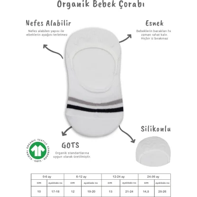 Bistyle Penye Babet Silikon Çemberli Çorap, 2'li, Gri, Beyaz