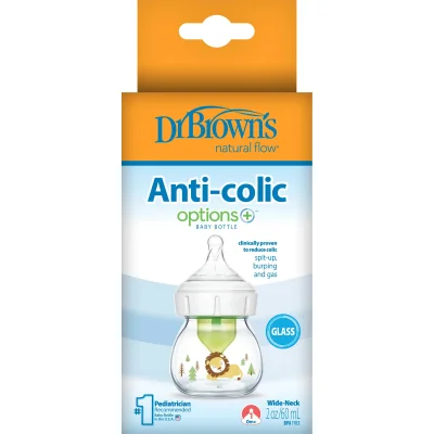Dr.Brown's Geniş Ağız Anti Kolik Options+ Cam Biberon, 60 ml