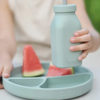 Oioi Şişe + Pipet, 200 ml, River Green / Powder Gri