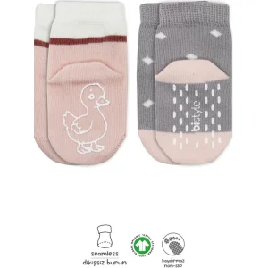 Bistyle Hayvan Figür Kaymaz Kız Soket Çorap, 2'li, Gri