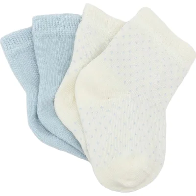 Bistyle Organik Puan Derby Penye Soket Çorap, Mavi, Ekru, 2'li