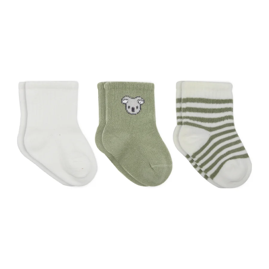 Bistyle Koala Boy Penye Soket Çorap, 3'lü, Ekru