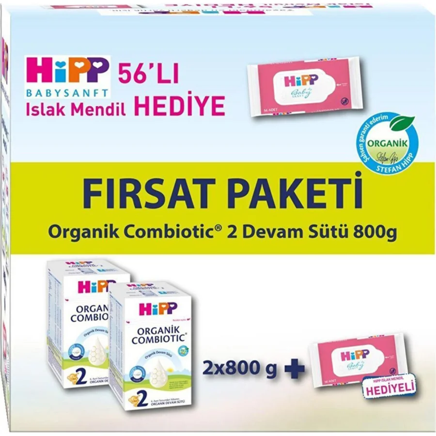 Hipp 2 Organik Combiotic Devam Sütü, 800 g, 2'li, Hediyeli