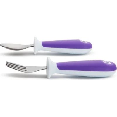 Munchkin Sıçrama Engelleyici Çocuk Çatal & Kaşık Seti 12 Ay+, Mor