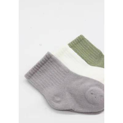 Bistyle Koala Boy 3'lü Penye Soket Çorap, Gri