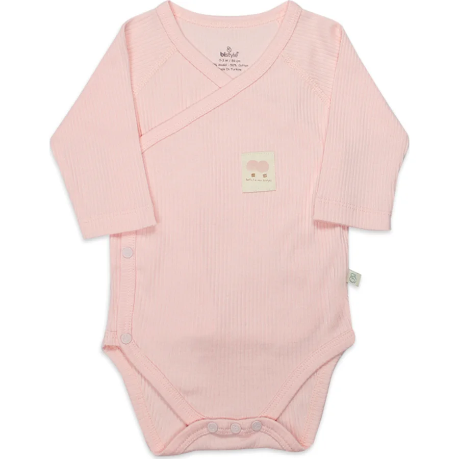 Bistyle Organic Modal Flying Balloons Kruvaze Uzun Kol Body BS17121 Pembe