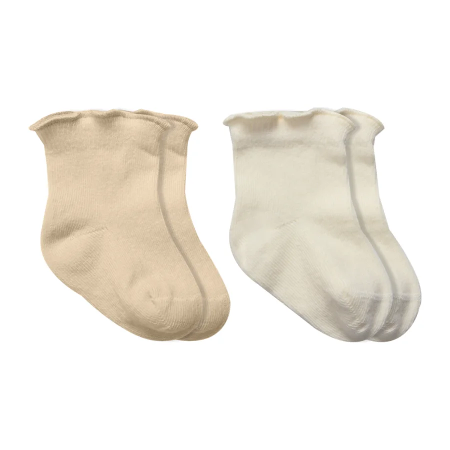 Bistyle Overlok Style Penye Soket Çorap, 2'li, Bej