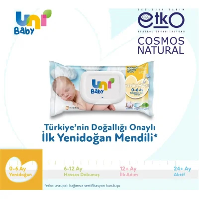 Uni Baby Yenidoğan Islak Mendil, 40 Yaprak, 3'lü