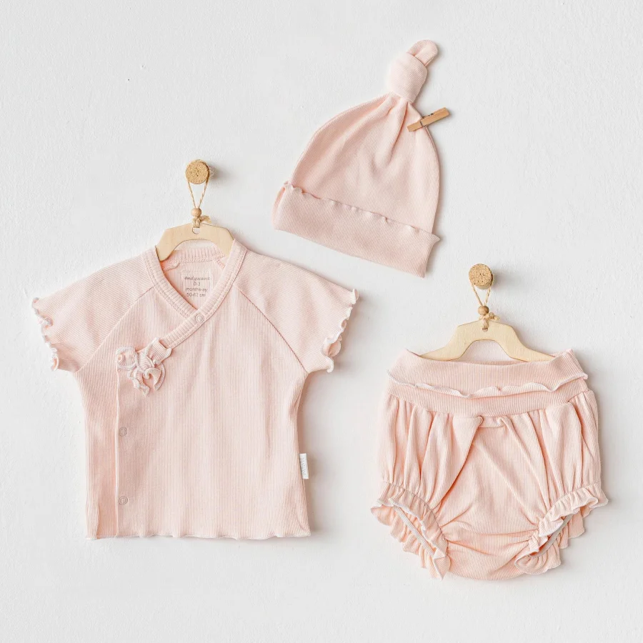 Andywawa AC25899 3'Lü Basic Bebe Takım Salmon