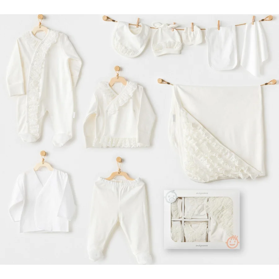 Andywawa Newborn Chic Girl Hastane Çıkışı, 10'lu, Ekru