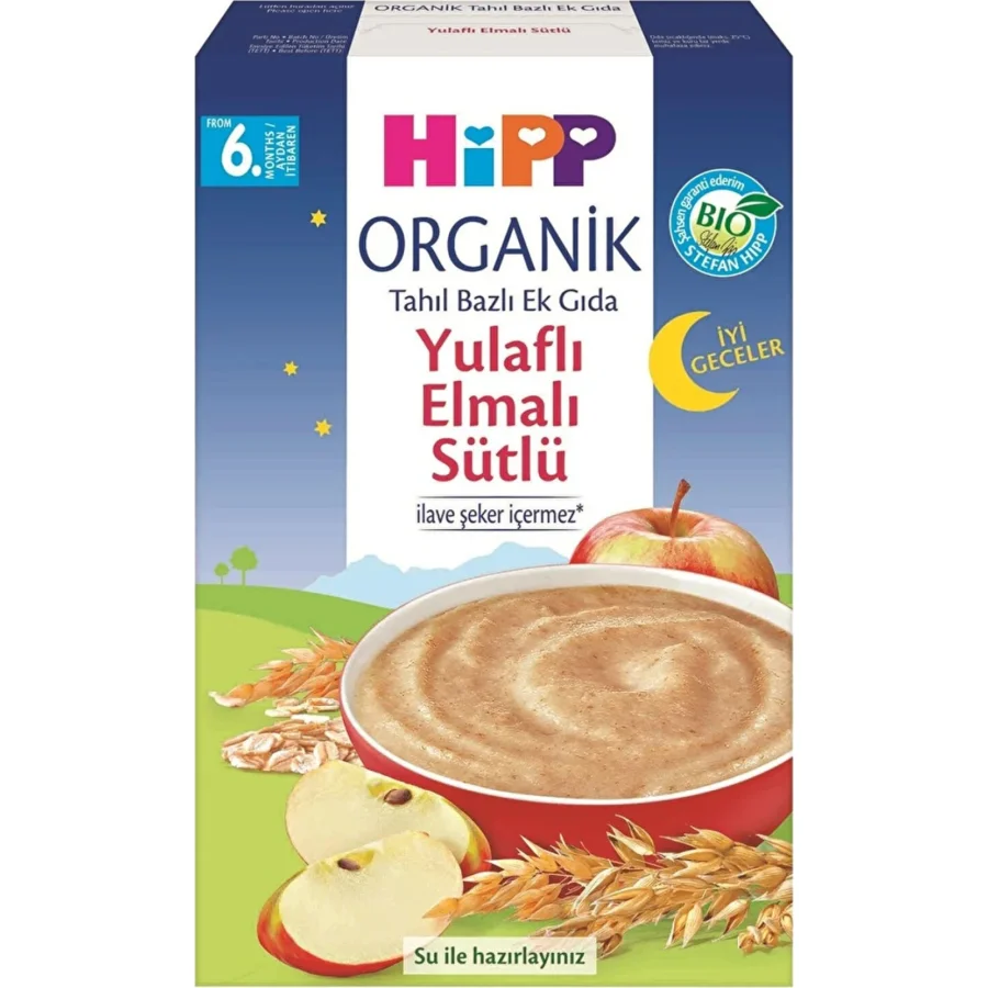 Hipp Organik İyi Geceler Sütlü Yulaflı Elmalı Tahıl Bazlı Ek Gıda, 250 g