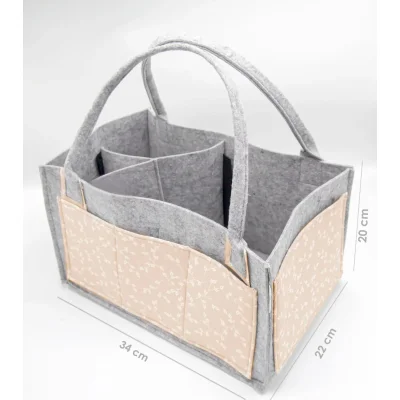 BabyJem Keçe Anne Bebek Bakım Çantası 772 Somon Çiçek