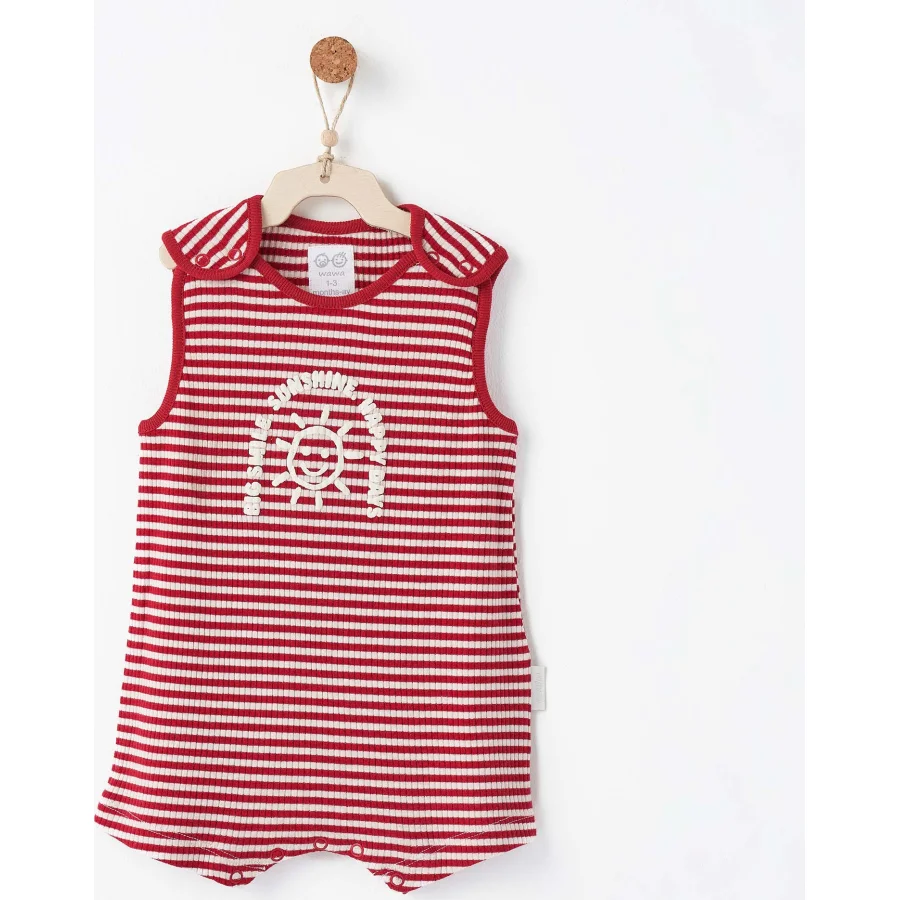 Andywawa Bamboo Striped Tulum, Kırmızı