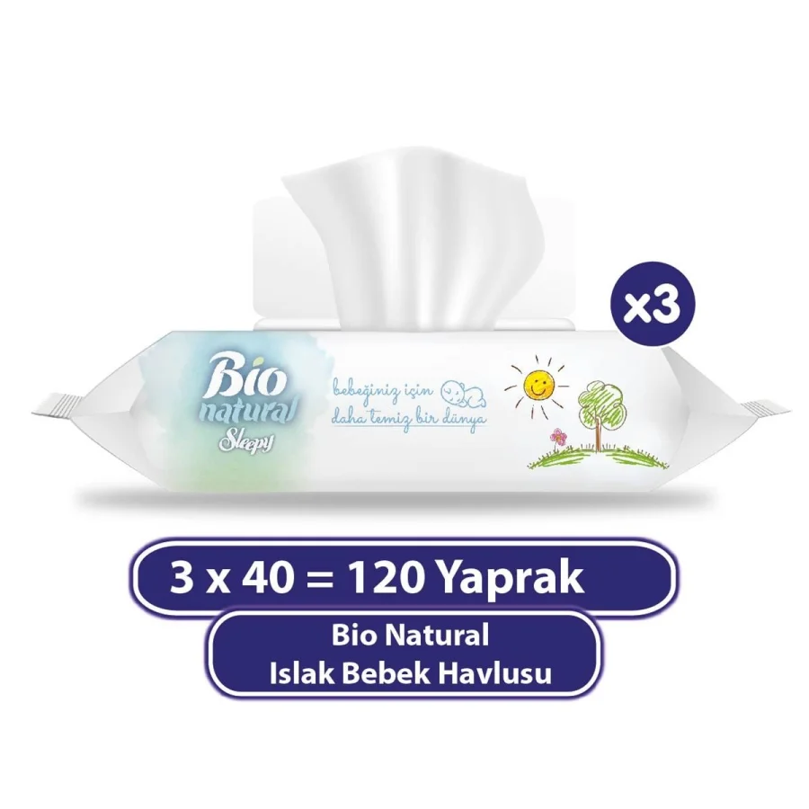 Sleepy Bio Natural Islak Havlu Mendil, 120 Yaprak