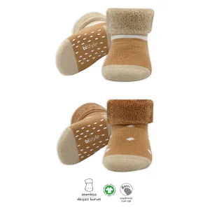 Bistyle Puanlı Kaymaz Havlu Soket Çorap, 2'li, Hardal