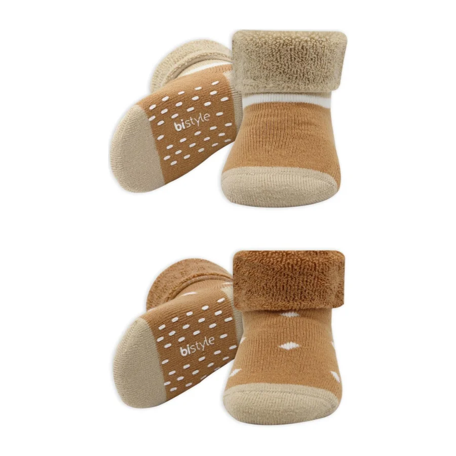 Bistyle Puanlı Kaymaz Havlu Soket Çorap, 2'li, Hardal