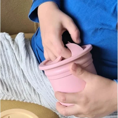 OiOi Ham+Hüp Pipetli Silikon Bardak Seti Pinky Pink / Velvet Rose