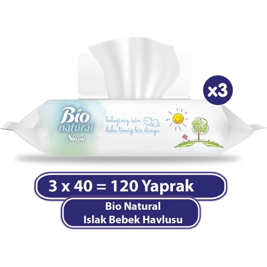 Sleepy Bio Natural Islak Havlu Mendil, 120 Yaprak
