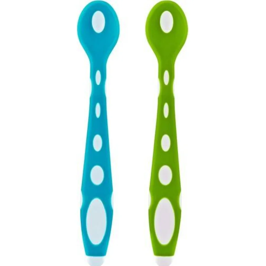 BabyJem Silikon Mama Kaşığı, Mavi, Yeşil