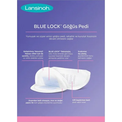 Lansinoh Blue Lock Göğüs Pedi, 36'lı