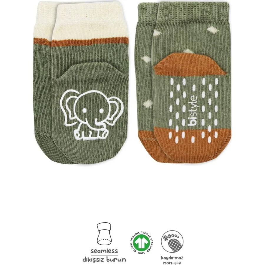Bistyle Hayvan Figür Kaymaz Kız Soket Çorap, 2'li, Nil