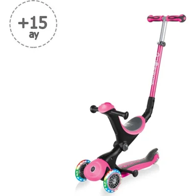Globber Go Up Deluxe Scooter, Işıklı, Pembe