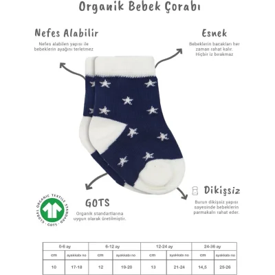 Bistyle 3lü Penye Cute Stars Soket Çorap 10115 Lacivert