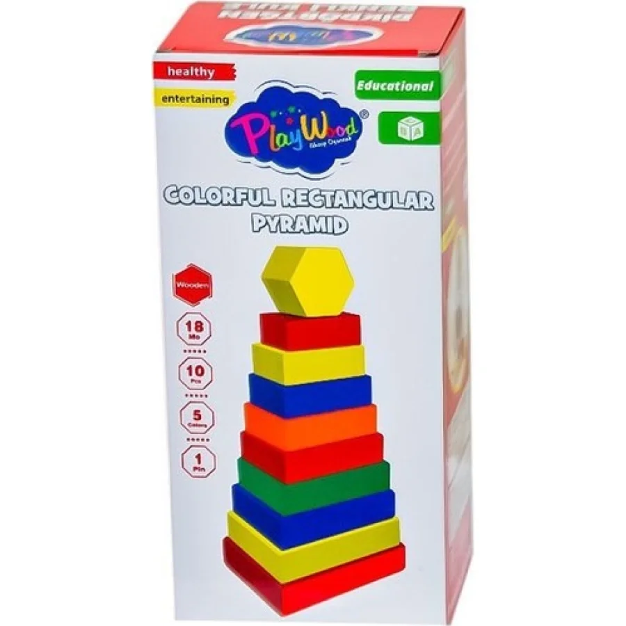 Play Wood Dikdörtgen Renkli Kule