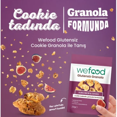 Wefood Granola, Glutensiz, Kuru İncir ve Cevizli, 250 g