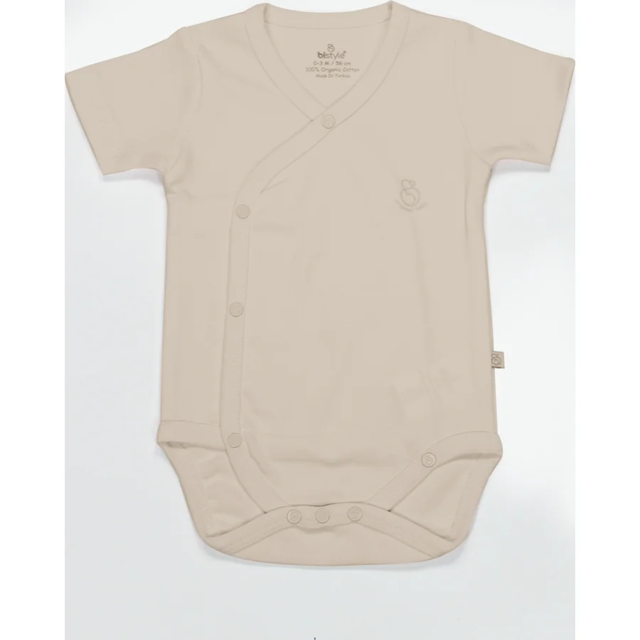 Bistyle Organik Natural Basic Style Kruvaze Yarım Kol Body, Bej