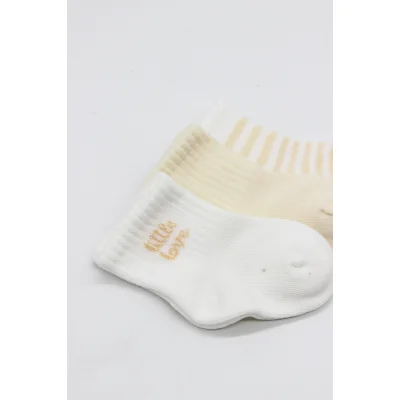 Bistyle Little Love Girl Penye Soket Çorap, 3'lü, Ekru