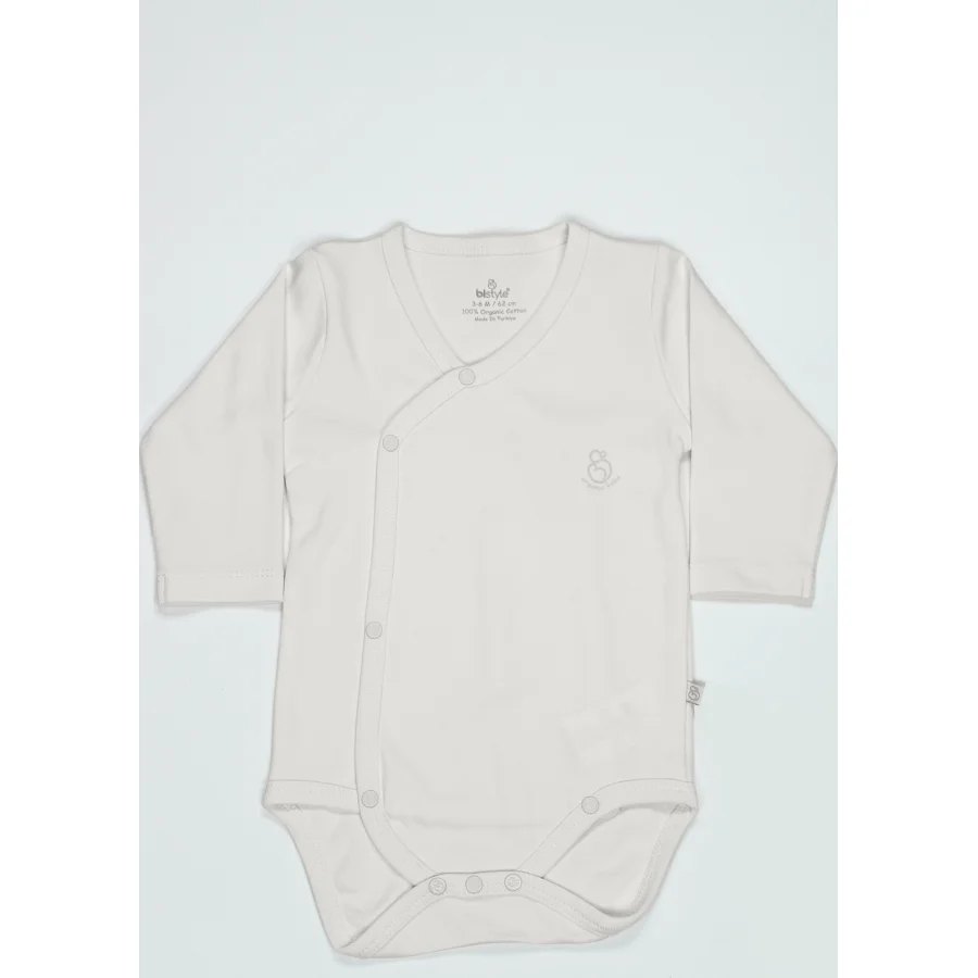 Bistyle Organik Natural Basic Style Kruvaze Uzun Kol Body, Ekru