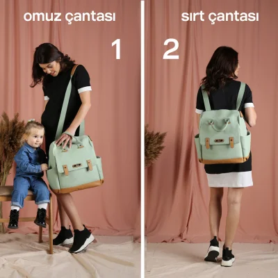 M&Y Holifera Deri Anne Bebek Bakım Sırt Çantası 7260 Krem
