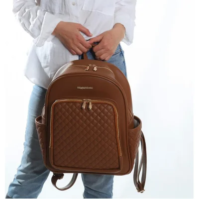 M&Y Dust Deri Anne Bebek Bakım Sırt Çantası, Taba