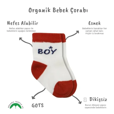 Bistyle Penye Boy And Girl Soket Çorap, 3'lü, Kırmızı