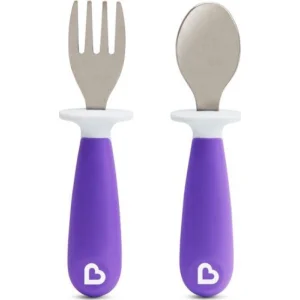 Munchkin Sıçrama Engelleyici Çocuk Çatal & Kaşık Seti 12 Ay+ Mor