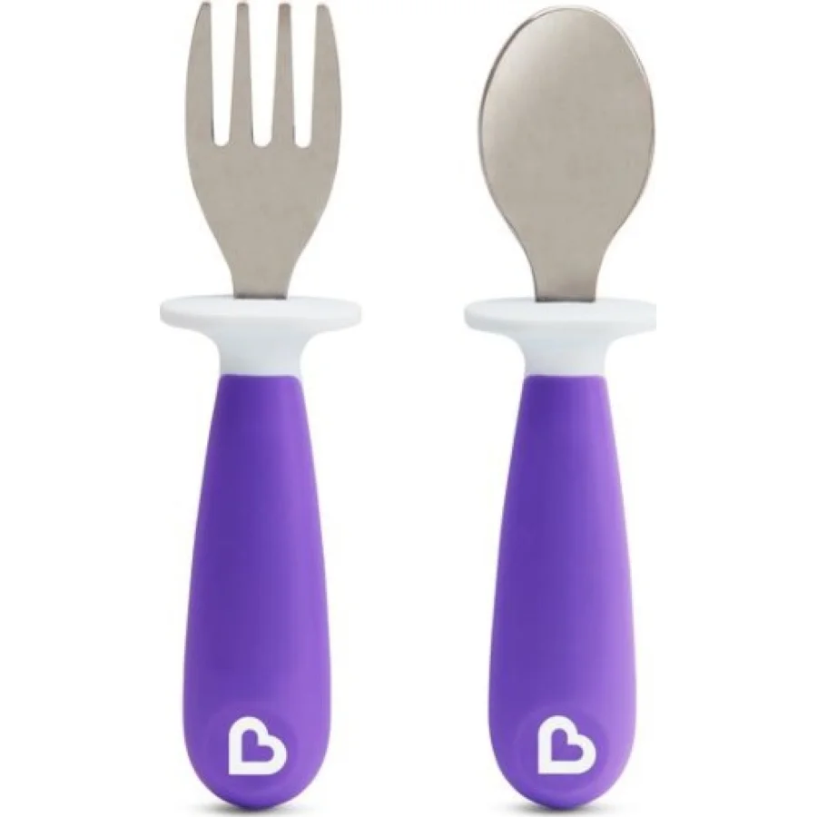 Munchkin Sıçrama Engelleyici Çocuk Çatal & Kaşık Seti 12 Ay+, Mor