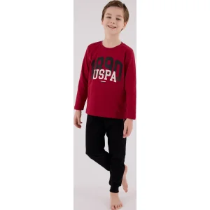 U.S. Polo Assn Uzun Kol Pijama Takım, Bordo