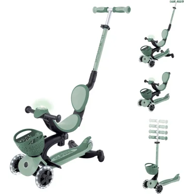 Globber Go Up Baby 360 Scooter, Işıklı, Zeytin Yeşili