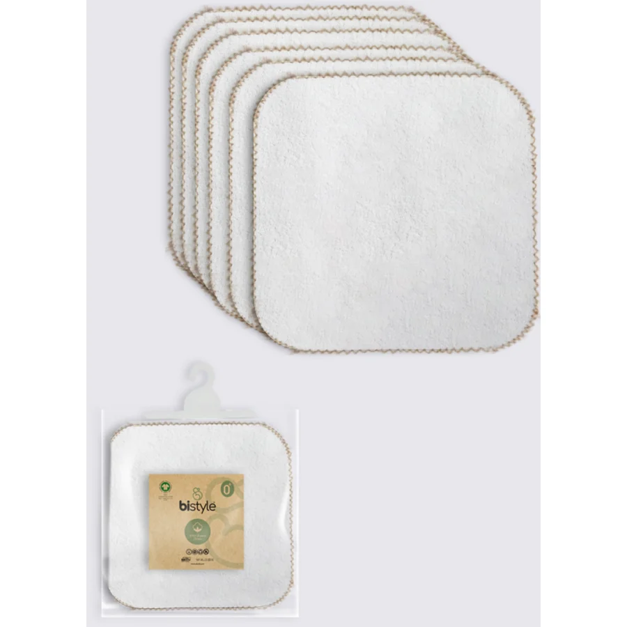 Bistyle Organik 28x28 6'Lı Havlu Mendil 90105 Ekru